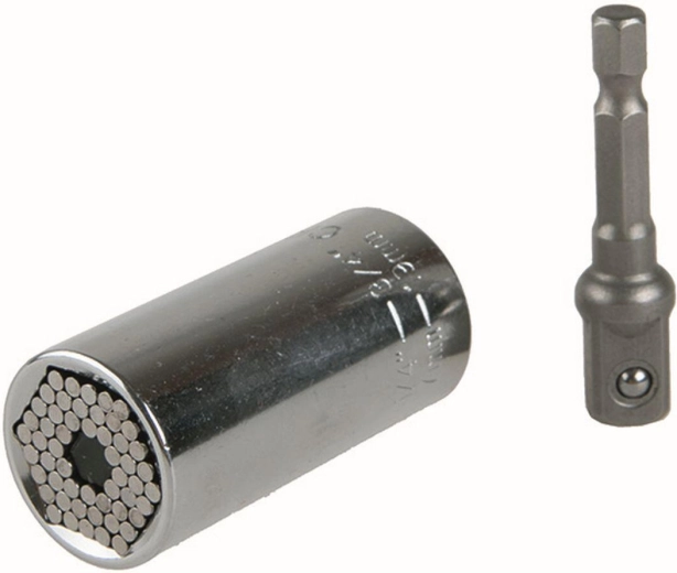 Vaso universal 3/8" para tornillos de 7–19 mm con adaptador