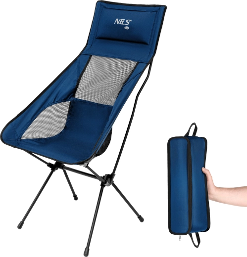 Silla de camping plegable ultraligera NILS Camp azul