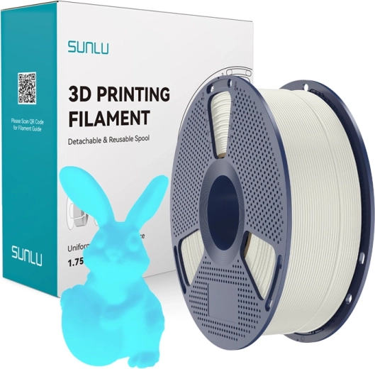 Filamento Sunlu PLA que brilla en la oscuridad blanco-azul