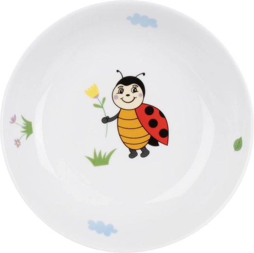 Plato infantil hondo con compartimentos Mariquita 19 cm