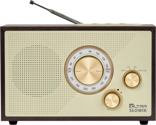 radio de mesa OR Słowik con USB, Bluetooth y FM/LW – madera marrón oscuro