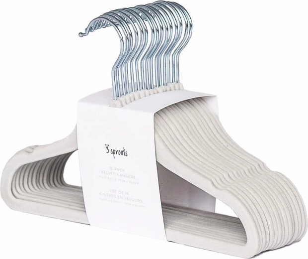 3 Sprouts perchas infantiles de terciopelo 15 uds gris