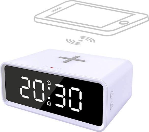 Despertador digital Solight con cargador inalámbrico Qi