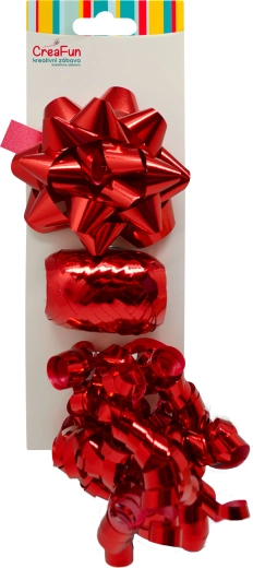 Set de regalo metálico rojo – lazo y cinta