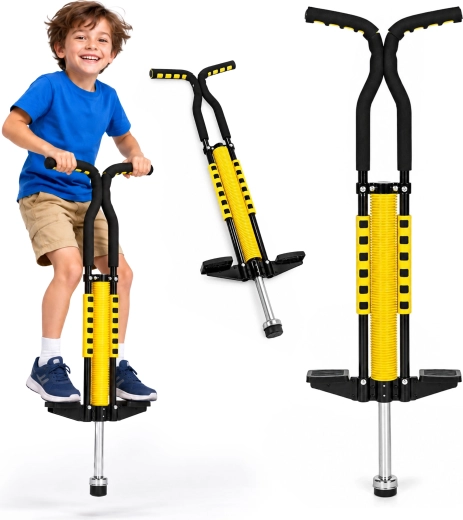 Barra de salto pogo infantil amarilla hasta 80 kg
