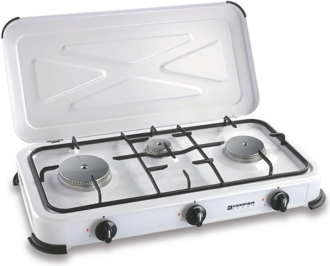Cocina de gas PB con 3 quemadores y tapa - 1 unidad