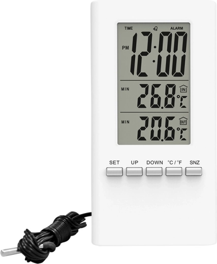 Termómetro digital Solight con pantalla grande, hora y fecha, blanco