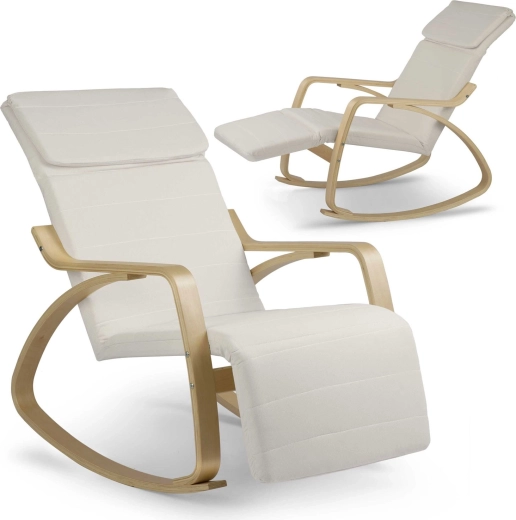 Sillón balancín de relax con estructura de madera y acolchado - 1 pieza