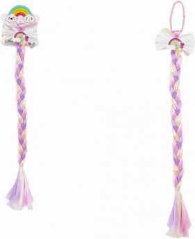 Goma para el pelo con lazo y trenza de colores con lentejuelas