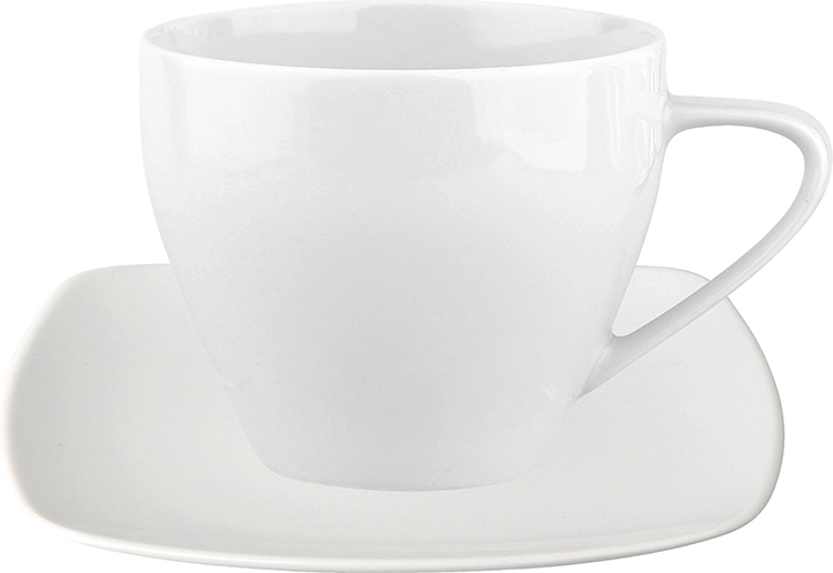 MariaPaula Moderna: juego de café blanco moderno y cuadrado para 6 personas (12 piezas)
