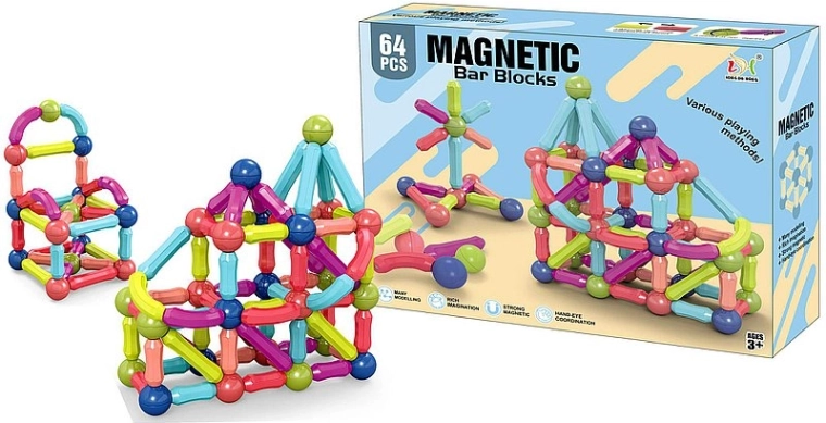 Bloques de construcción magnéticos 3D – 64 piezas