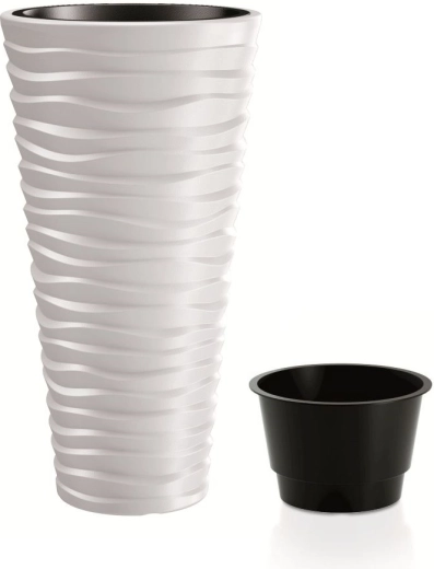 Maceta Prosperplast Sand Slim blanca 75 cm con inserto