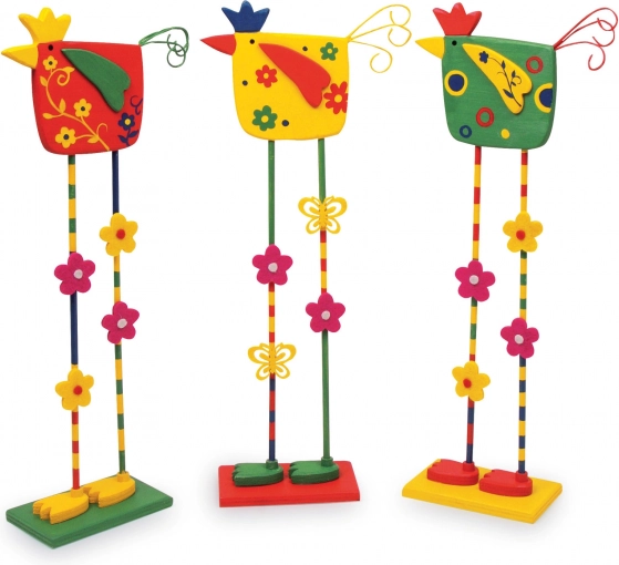 Pájaros decorativos de madera – set de 3 uds.