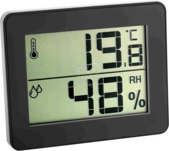 Termómetro digital con higrómetro TFA, negro