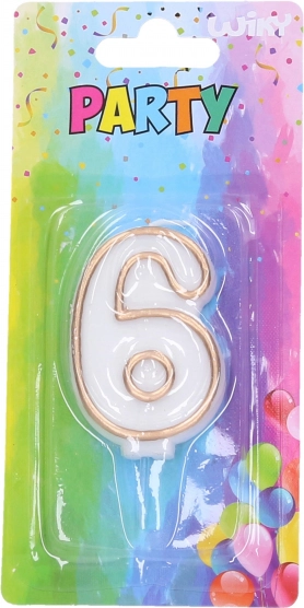 Vela de fiesta número 6 dorada