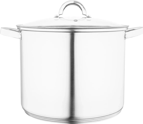 Olla alta Fabio de acero inoxidable con tapa de vidrio 28 cm, 12,5 l