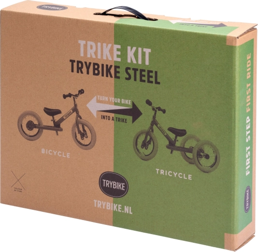 Trybike kit de conversión de bicicleta de equilibrio a triciclo con rueda negra