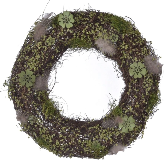 Corona de mimbre verde primaveral 35 cm