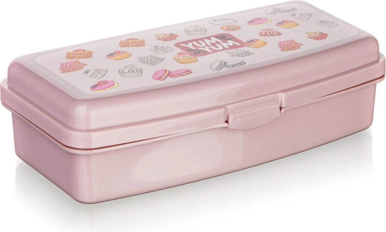 Fiambrera rosa YUM con cierre de clip 20 × 9,5 × 5,5 cm