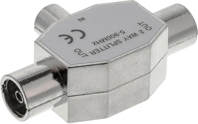 Divisor coaxial bidireccional Sencor 1M–2F de níquel