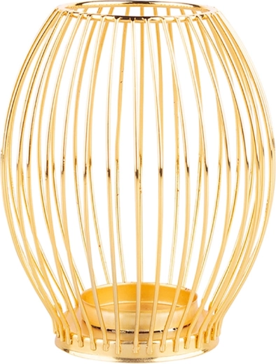 Candelabro metálico dorado con decoración de rejilla 15,5 cm
