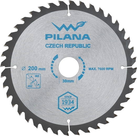 Disco de sierra para madera PILANA 200 mm, 40 dientes, SK WZ