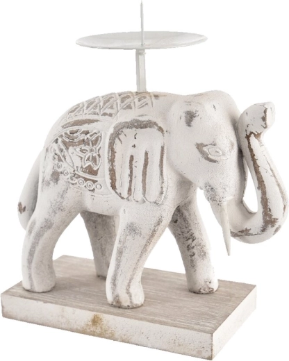 Candelabro de madera Elefante blanco 16 × 7 × 19 cm
