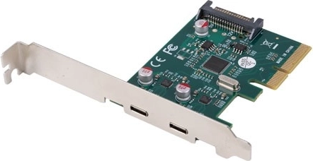 Tarjeta PCIe con 2× USB-C 3.2 Gen 2x1 (10 Gb/s) – low profile
