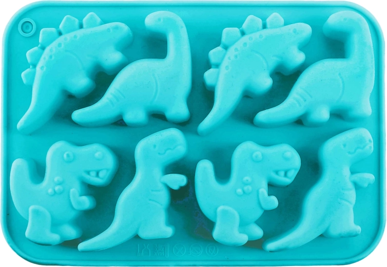 Molde de silicona para hielo dinosaurios, 8 cubos