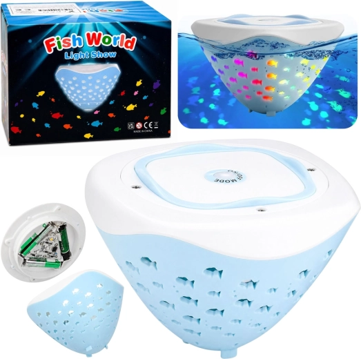 Luz LED flotante para piscina y bañera IP68 con proyección de pececitos, 6 modos