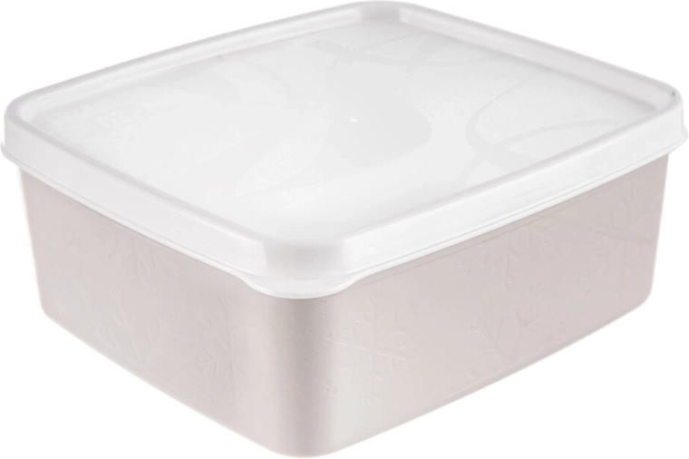Caja de plástico para alimentos con tapa 650 ml beige