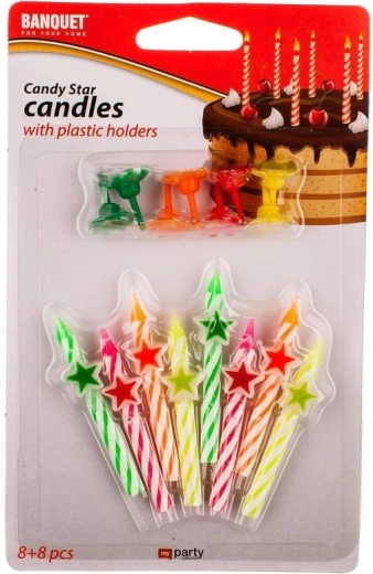 Velas estrella, set 8 + 8 uds