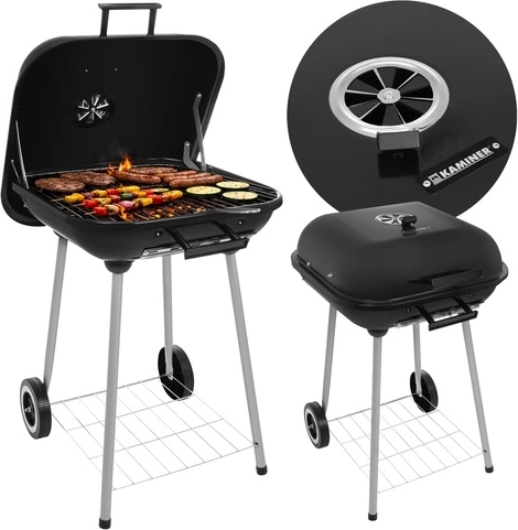 Parrilla de jardín a carbón con tapa KAMINER 77 × 53 × 46 cm