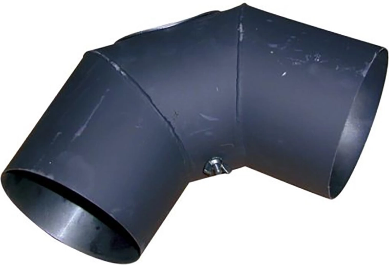 Codo de tubo de humo con registro de limpieza 125 mm, 90°, acero 1,5 mm, negro