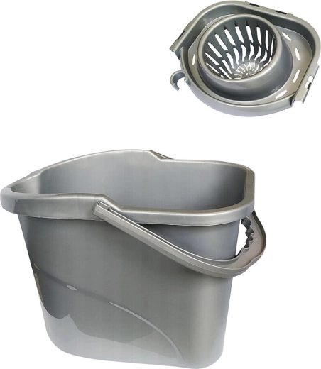 Cubo ovalado con escurridor 15 l, plateado