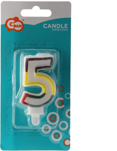 Vela de cumpleaños número 5 con purpurina y soporte