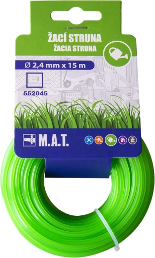 Cordón de corte de nylon cuadrado 2,4 mm, 15 m, verde