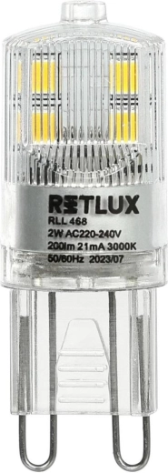 Bombilla LED RETLUX G9 de 2 W, luz blanca cálida