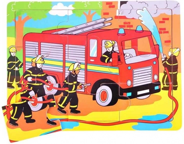 Puzle de madera Bomberos 9 piezas Bigjigs Toys