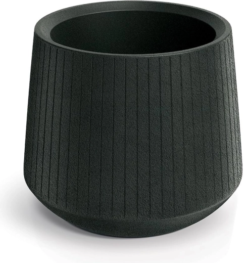 Maceta Coro Bowl 48 cm – cubremaceta de plástico gris oscuro para exterior e interior