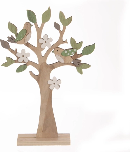 Decoración de árbol con pájaros marrón-verde 31 cm