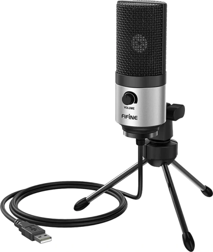 Micrófono USB de condensador Fifine K669BS plateado