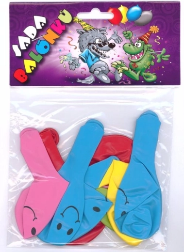 Globos inflables con estampado de carita sonriente - 9 uds