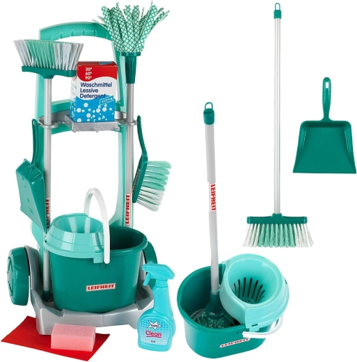 Carrito de limpieza infantil LEIFHEIT con fregona, escoba y accesorios KLEIN
