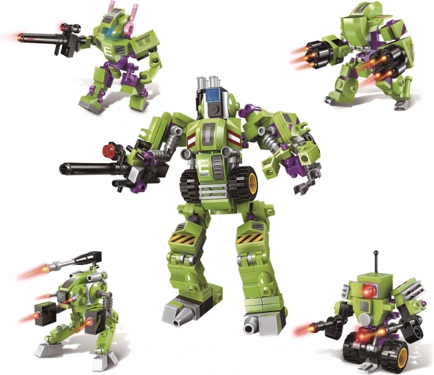 Qman Set de construcción de robot policial 4 en 1