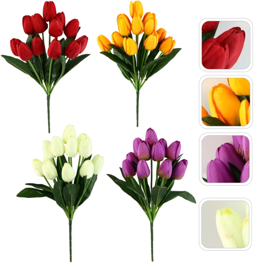 Ramo artificial de 12 tulipanes en mezcla de colores 43 cm