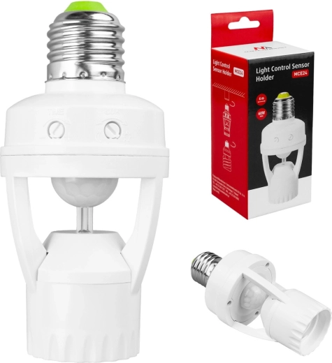 Portalámparas E27 con sensor de movimiento PIR y crepuscular 360° MACLEAN