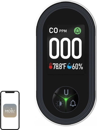 Detector de monóxido de carbono (CO) Moes con pantalla LCD a color
