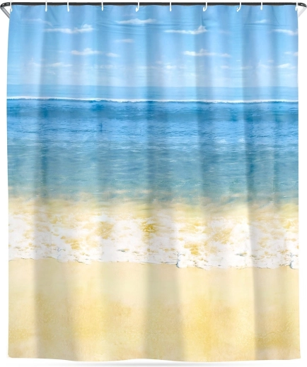 Cortina de ducha impermeable con ganchos Playa 180 × 180 cm