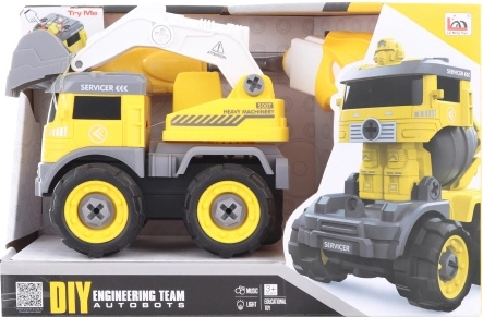 Excavadora teledirigida RC para montar con destornillador, convertible en robot